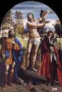 Giovanni Battista Ortolano Saint Sebastian with Saints Roch and Demetrius Spain oil painting artist